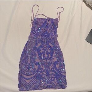 Lucy in the Sky Strapless Purple Sequin Dress